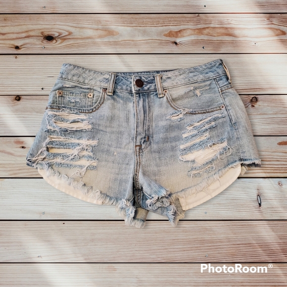 American Eagle Outfitters Pants - American Eagle Outfitters Distressed Hi-Rise Festival Denim Shorts Size 4